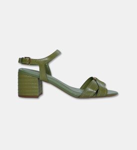 Arezzo Leather Mid-heel Sandals, Green, Eu-39, Packshot View