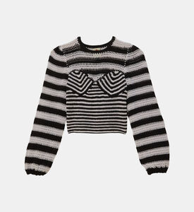 بلوزة كروشيه قطنية مخططة