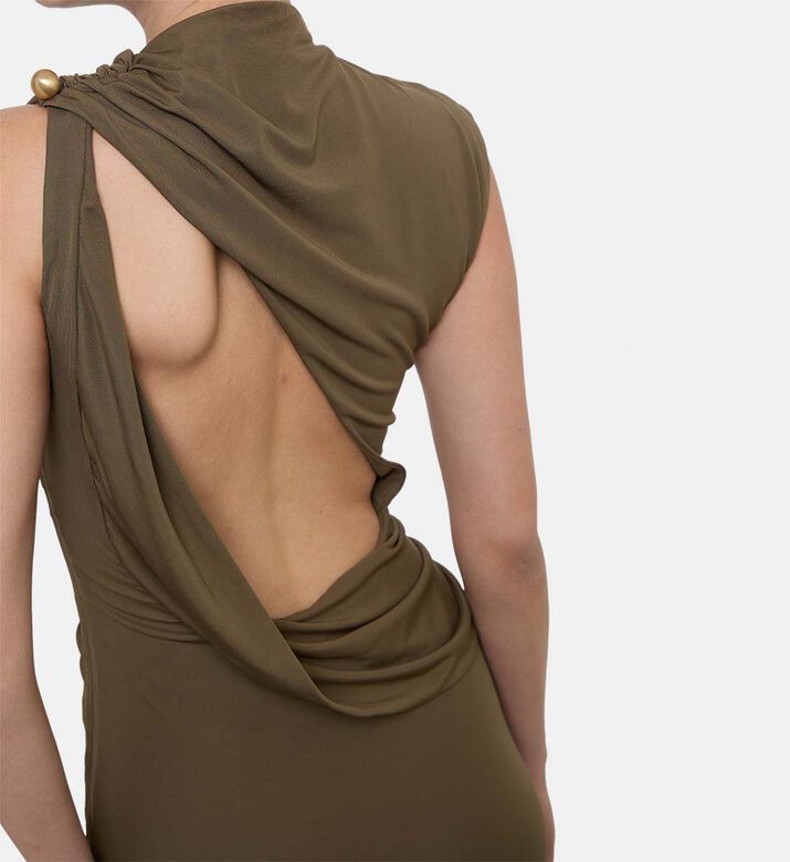 Cult Gaia Ruched Cinched Open Back Maxi Dress, Model View
