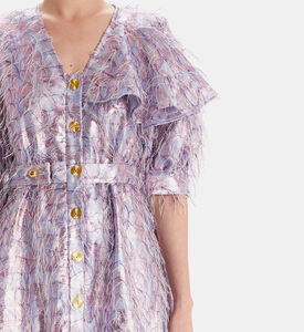 فستان مطرز بالريش