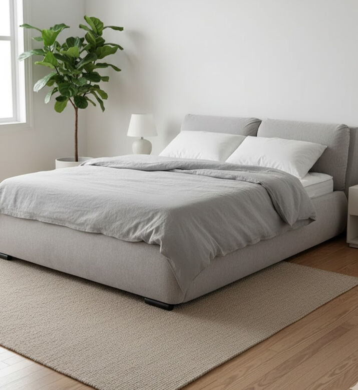 Home Deco and More Palima Upholstered Bed, Grey, 180x200-cm, Packshot View