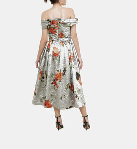 Floral-print Off-shoulder Midi Dress