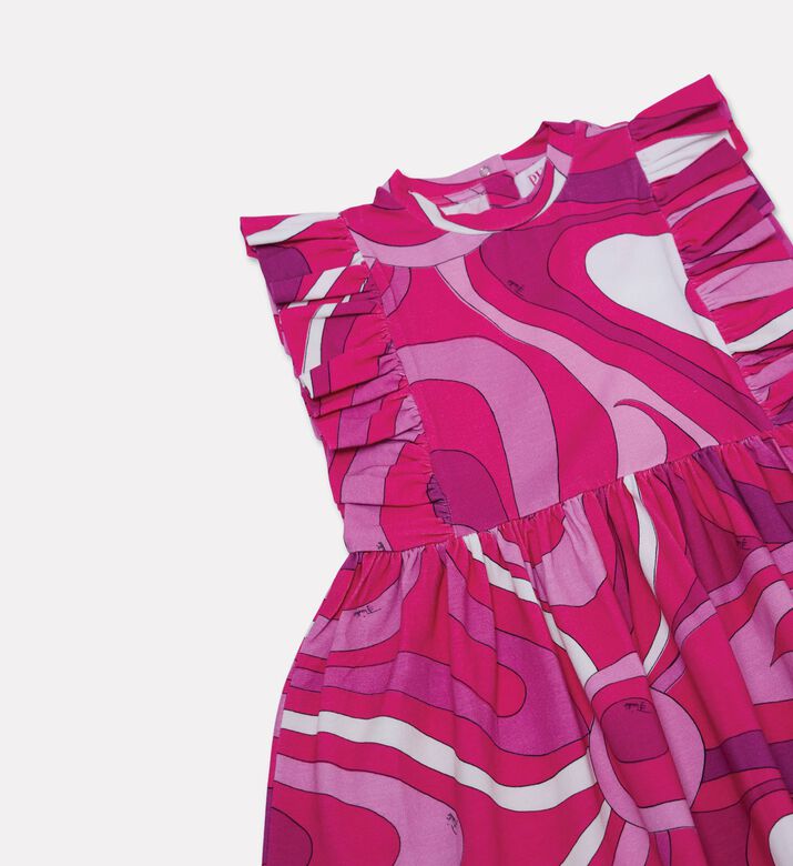 Emilio Pucci Abstract Swirl-print Shoulder Ruffles Dress, Packshot View