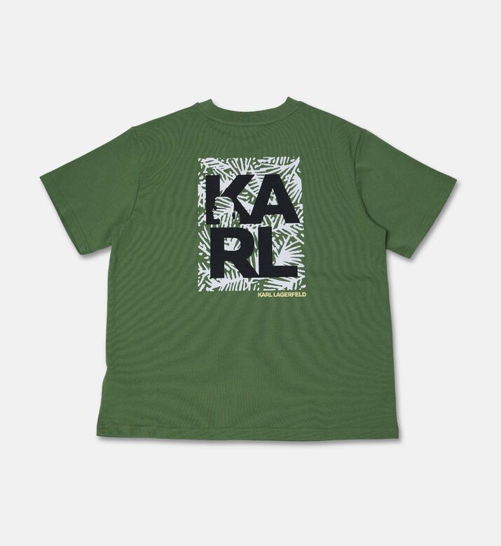 Karl Lagerfeld Logo-detail Back-print Tshirt, Green, 14y, Packshot View