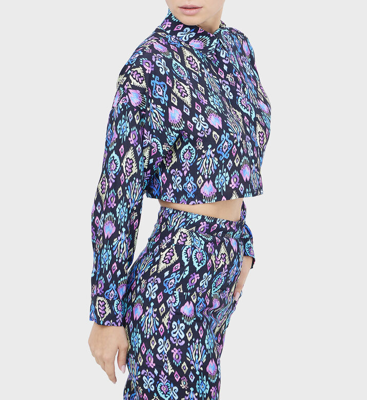 قميص قصير بتفاصيل عرقية داكنة