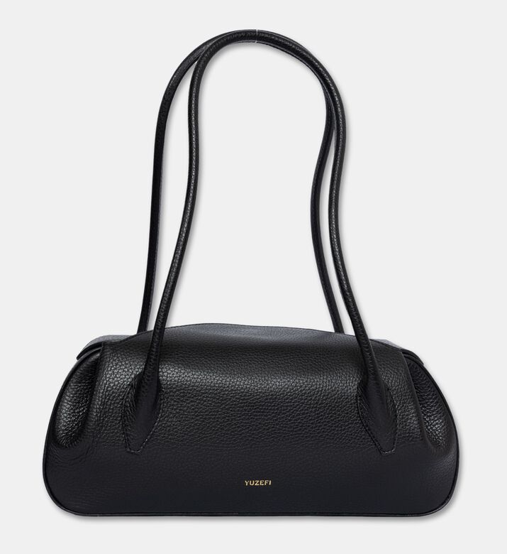 Yuzefi Oyster Leather Shoulder Bag, Black, Packshot View