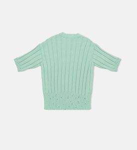 تيشيرت محبوك بنمط ممزق