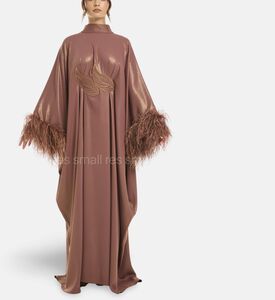 Savanna Fatma Feather-trimmed Kaftan, Green, Model View