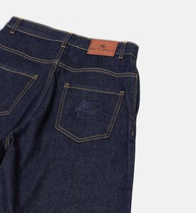 Cotton Wide-leg Contrast Stitching Denim Pants