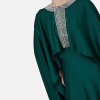 Embellished Neckline Cape Dress