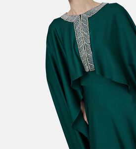 Embellished Neckline Cape Dress