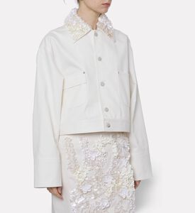 Plan C Cotton Long-sleeve Jacket, Off-white, 40, Model View