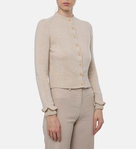 Ba and Sh Buton Closure Ruffle Cuffs Cardigan, Model View