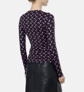 Marine Serre Moon-print Fitted Jersey Top, Model View