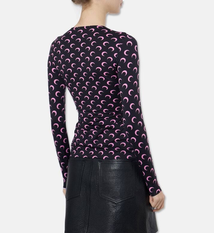 Marine Serre Moon-print Fitted Jersey Top, Model View