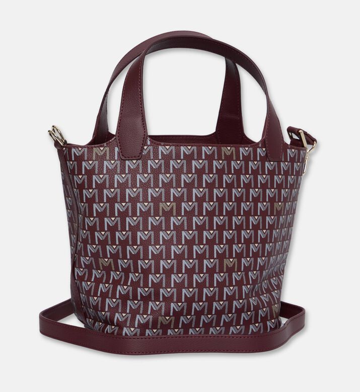 Maya.M Soft Monogram Mini Bucket Tote Bag, Burgundy, Packshot View