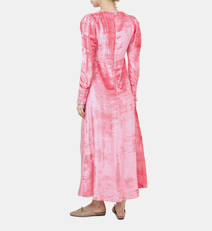 فستان مخملي منتفخ الأكتاف