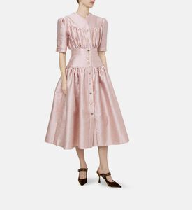 Ruffle-detail Flared Midi Dress