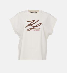 تيشيرت قصير الأكمام بشعار مطرز