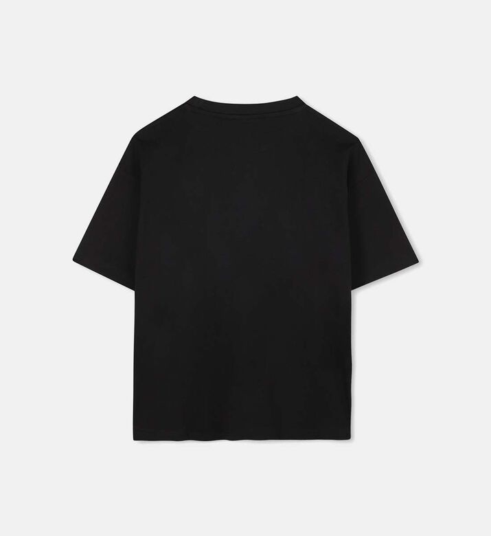 تيشيرت قصير الأكمام فضفاض بطبعة شعار