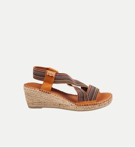 حذاء إسبادريل مفتوح من الأمام بكعب ويدج متوسط بمزيج القطن