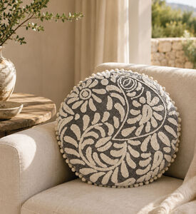 Home Deco and More Ayla Handloom Tufted Cushion 40 Cm, Grey, Packshot View