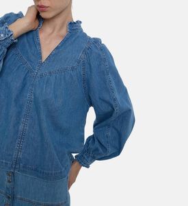 Ba and Sh Lay Light-wash Denim Blouse, Model View
