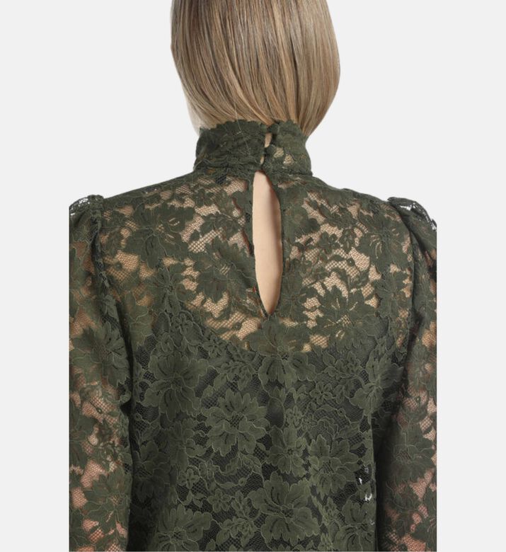 Luisa Spagnoli Luchetto Floral-lace Gathered Shoulders Blouse, Model View
