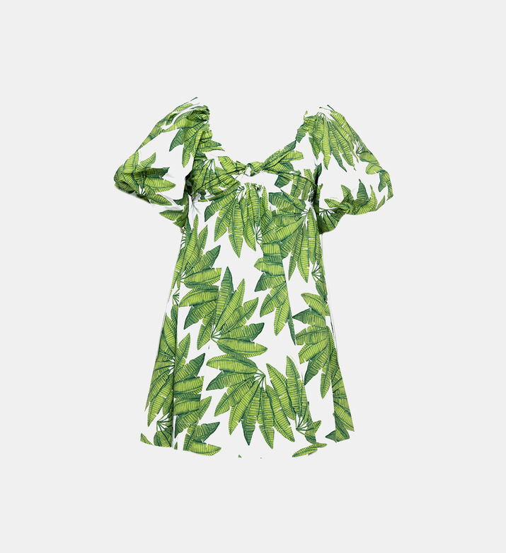 فستان قصير بطبعة أشجار النخيل