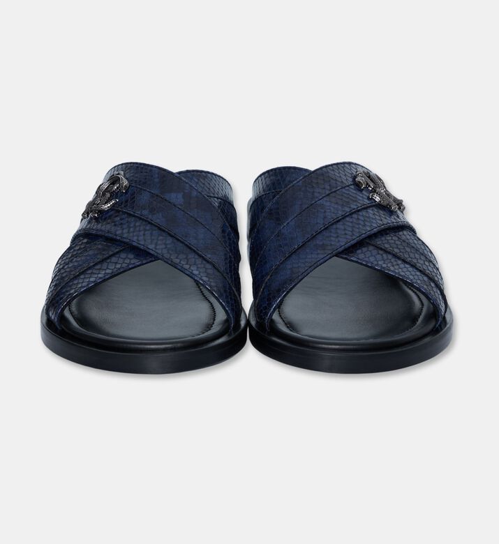Roberto Cavalli Slipper Leather Snake, Navy, Eu-44, Packshot View