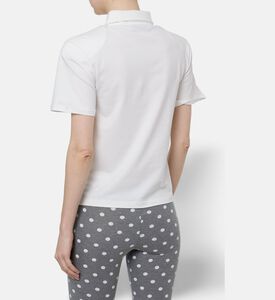 Rowen Rose Puff Sleeve Button Placket Polo, Model View