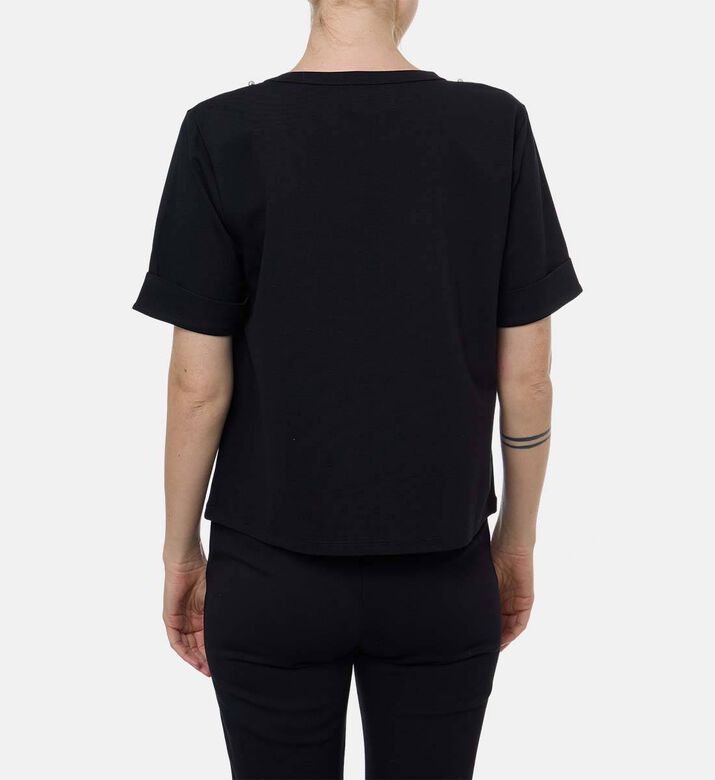 Weill Faux Pearl Necklace-detail T-shirt, Model View