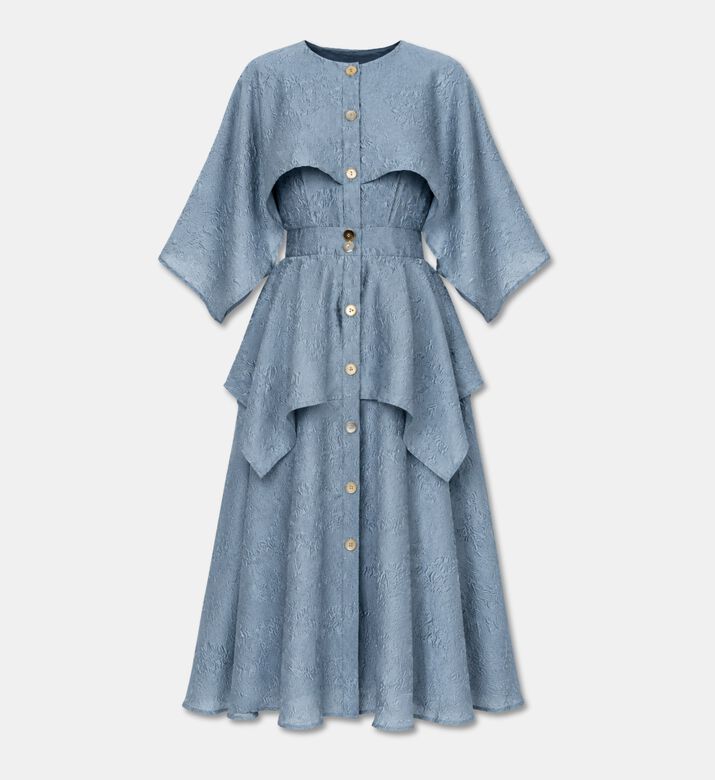 Poca and Poca Layered Airy Sleeves Midi Dress, Packshot View