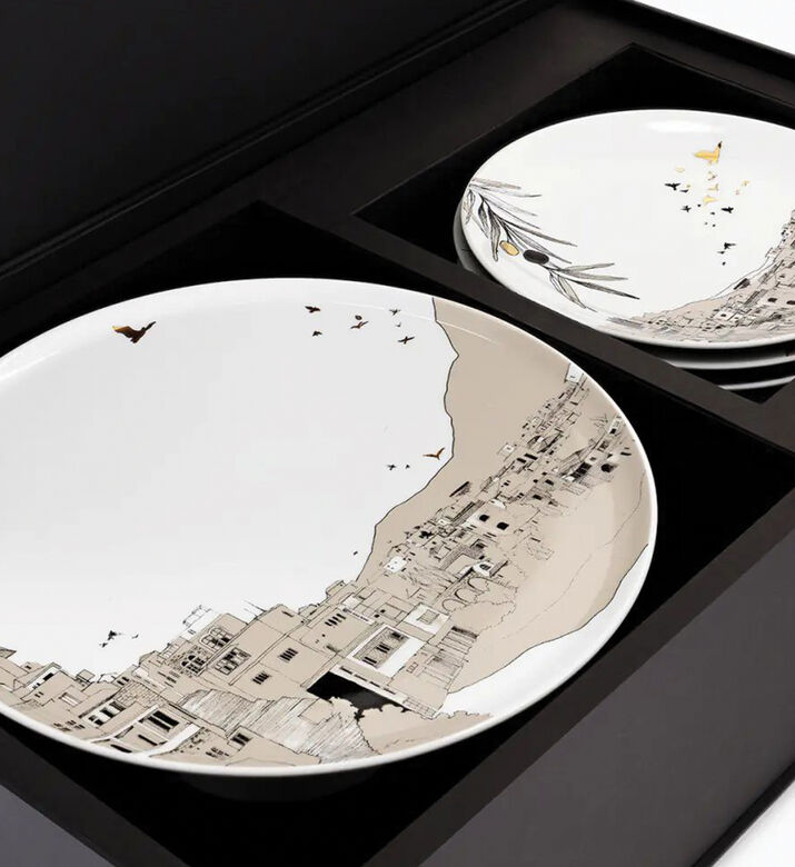 Silsal Cake Stand 4 Dessert Plates, Packshot View