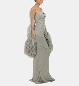 Shimmered Ruffled Cape Maxi Gown Shimmered Ruffled Cape Maxi Gown