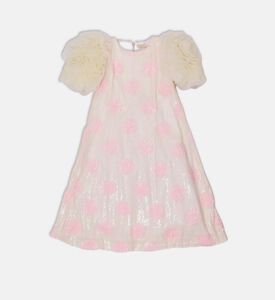 فستان تول مزين بترتر بشكل صدف بحر