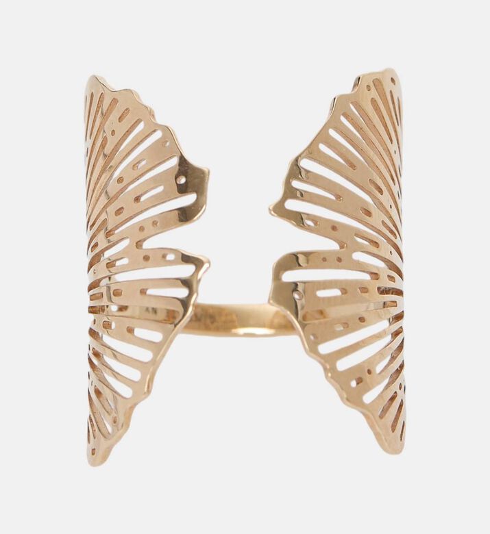 Large Open Gingko Ring - 18k