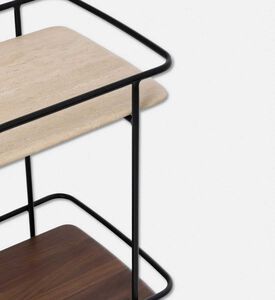 Home Deco and More Shard Wood Body Bar Trolley, Walnut, Packshot View