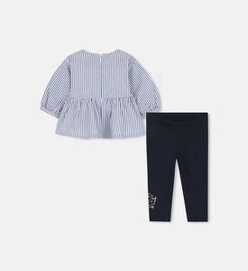 طقم مخطط قطن بأكمام طويلة قطعتين