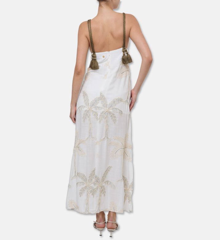 Palmacea Gala Palm-tree Embroidered Maxi Dress, Model View