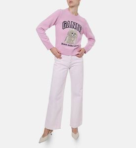 Ganni Dog-embroidery Crewneck Sweater, Model View