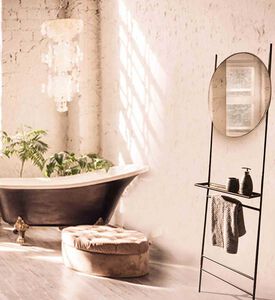 رف منضدة فيناتا مع مرآة دائرية