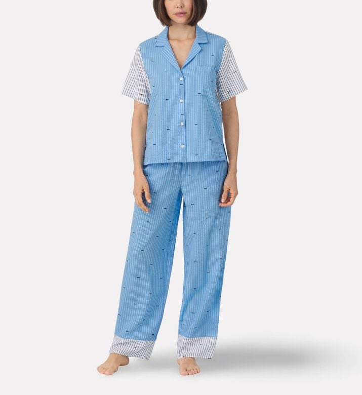 DKNY Viscose Striped Long Pajama Set, Model View
