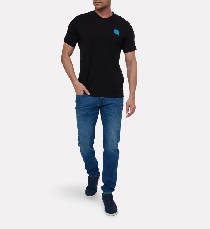 Karl Lagerfeld Jersey Cotton Embroidered Chest Emblem T-shirt, Model View