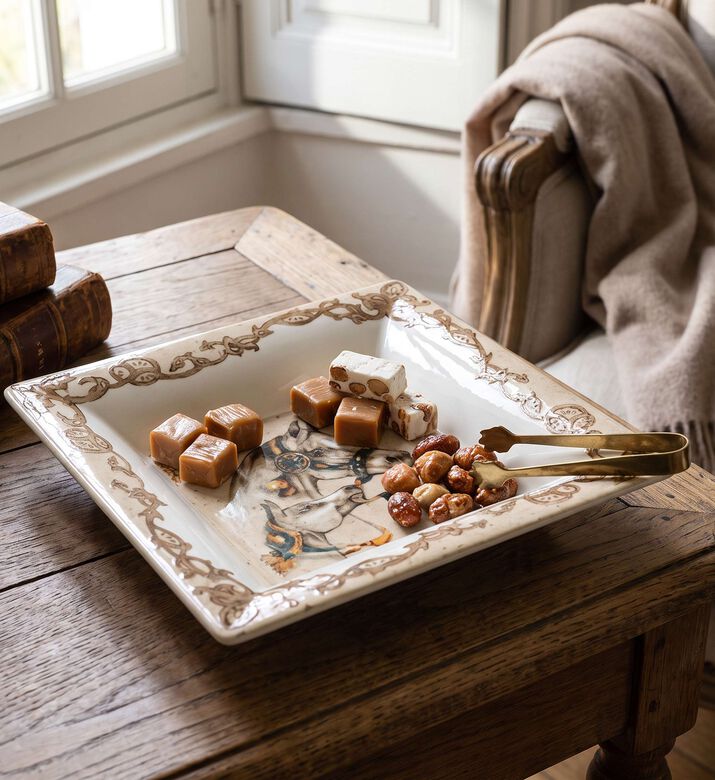 Gien Chevaux Du Vent Large Square Candy Tray, Model View
