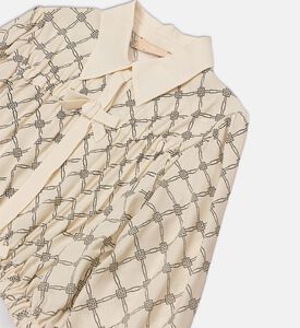 La Mia Bambina Poplin Bow-detail Geometric-print Blouse, Packshot View