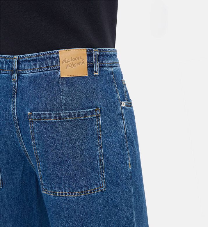 Maison Kitsune Button Closure Loose-fit Denim Pants, Model View Maison Kitsune Button Closure Loose-fit Denim Pants, Model View
