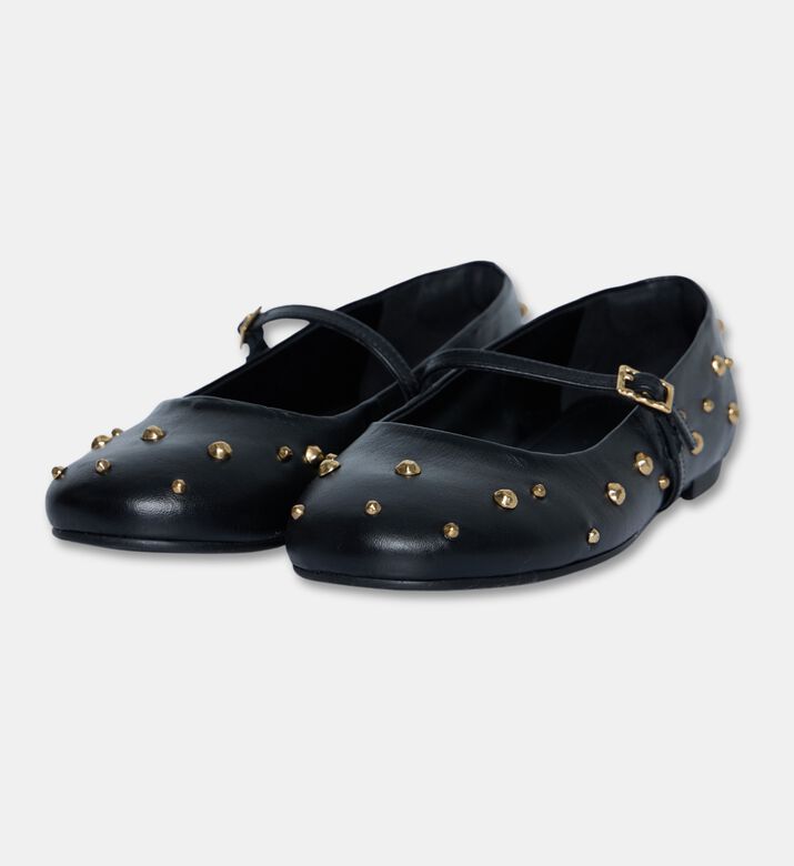 Arezzo Leather Mary Jane Flats, Black, Eu-39, Packshot View