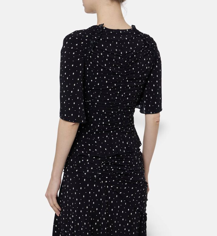 Isabel Marant Ruched Polka-dot Short-sleeve Top, Model View