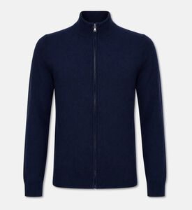 Galeries Lafayette Cashmere High Collar Zipped Jacket, Dark-blue, S, Packshot View